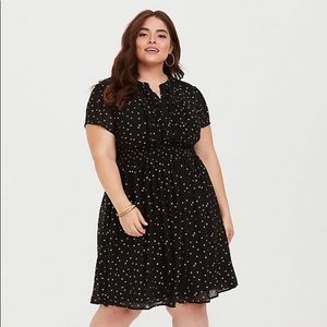 TORRID Black Star Chiffon Smocked Skater Dress